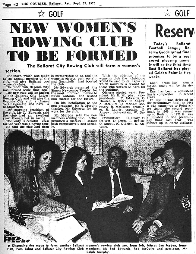 new women's rowing club to be formed newspaper article